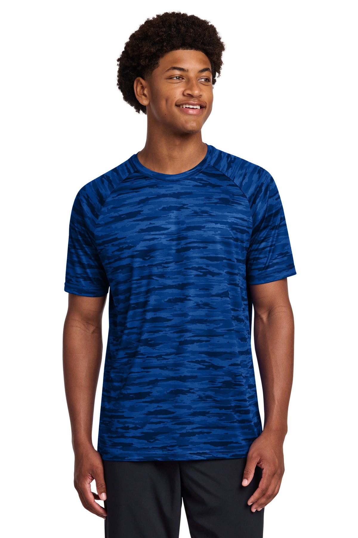 Custom logo Sport-Tek® Drift Camo Tee ST375 in True Royal