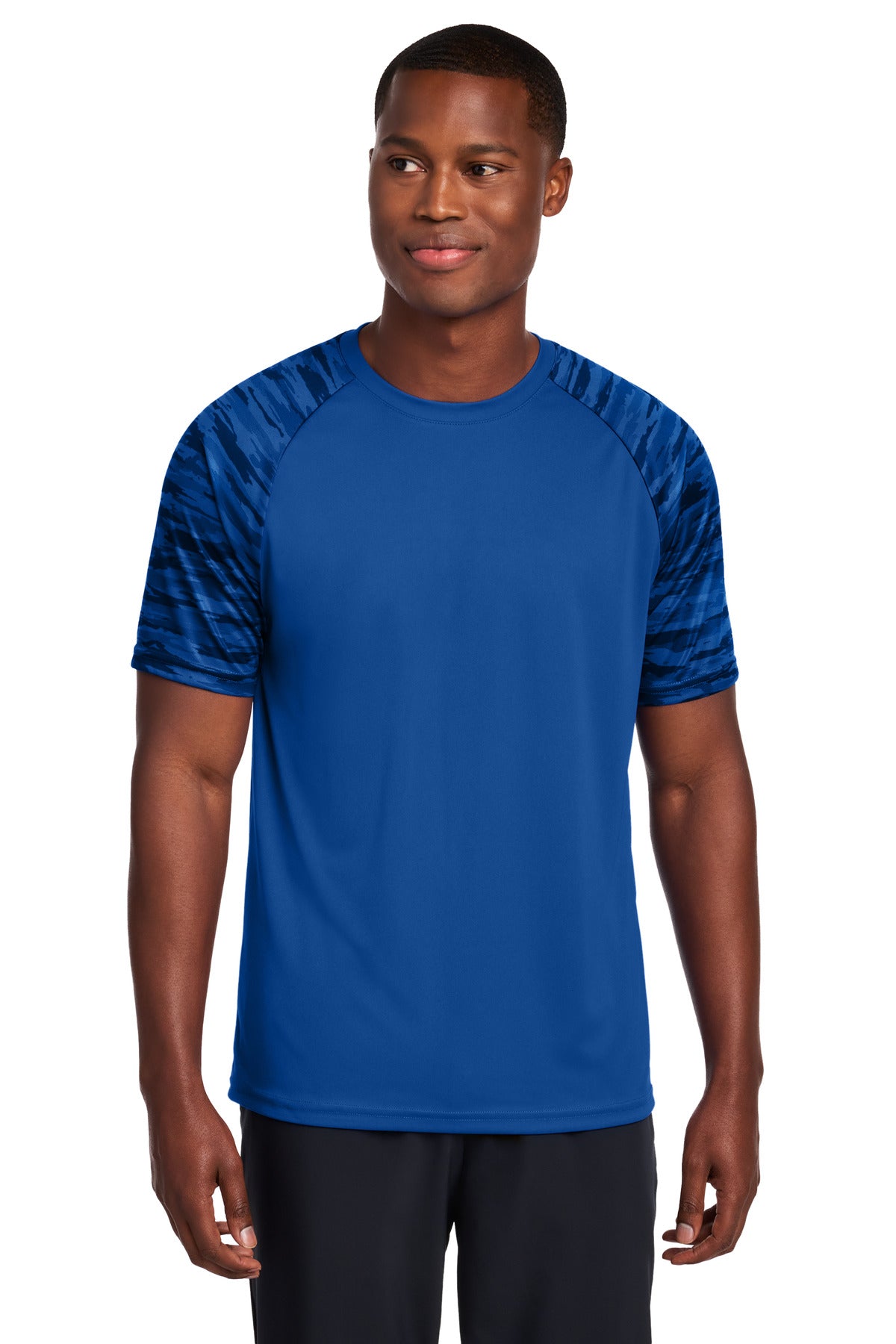Custom logo Sport-Tek® Drift Camo Colorblock Tee ST376 in True Royal