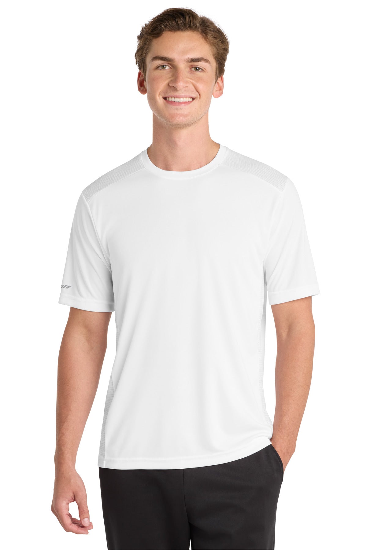 Custom logo Sport-Tek® PosiCharge® Elevate Tee. ST380 in White
