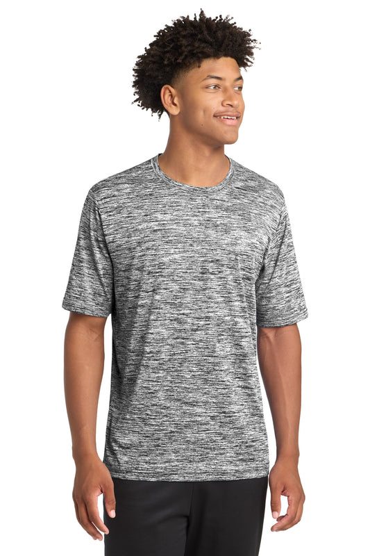Custom logo Sport-Tek® PosiCharge® Electric Heather Tee. ST390 in Black Electric