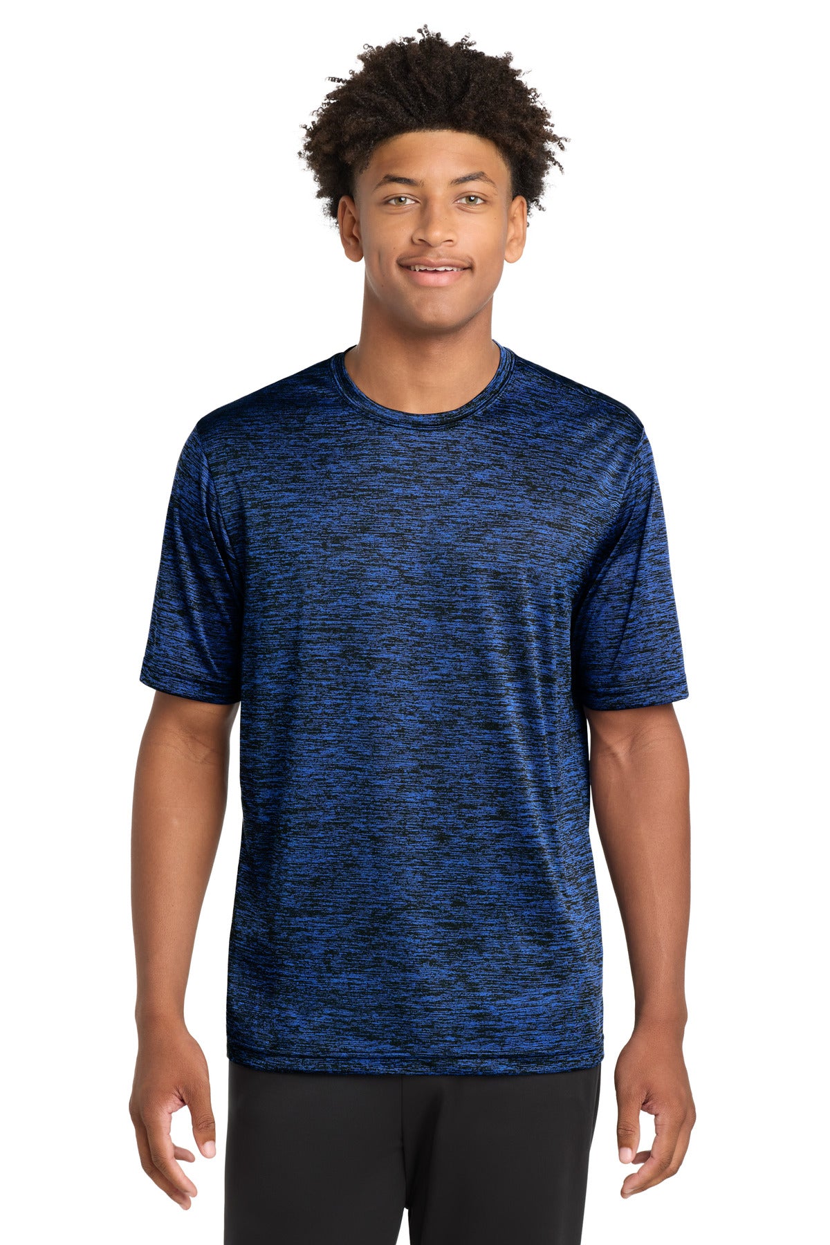 Custom logo Sport-Tek® PosiCharge® Electric Heather Tee. ST390 in Dark Royal-Black Electric