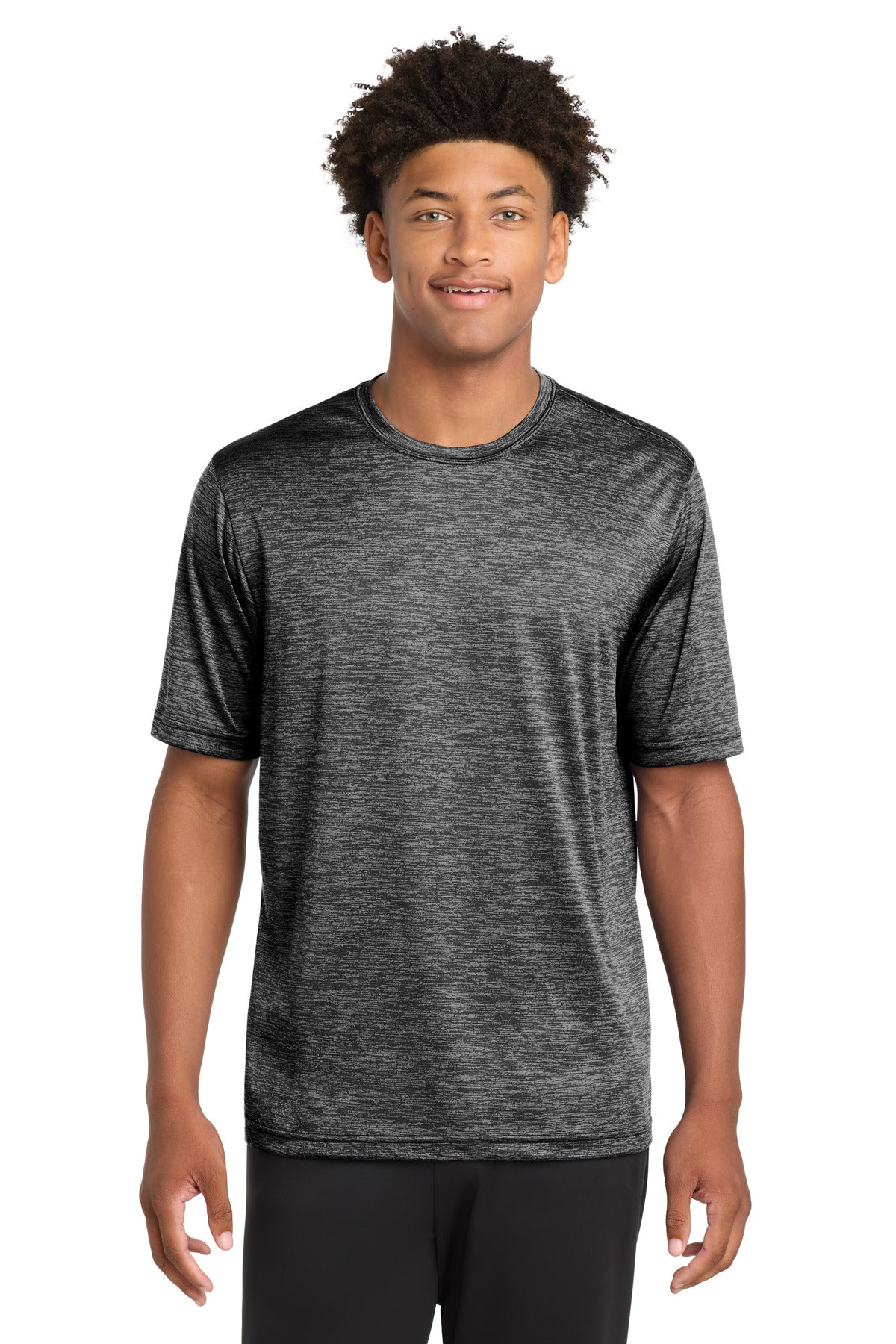 Custom logo Sport-Tek® PosiCharge® Electric Heather Tee. ST390 in Grey-Black Electric