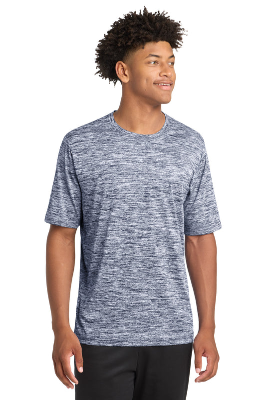 Custom logo Sport-Tek® PosiCharge® Electric Heather Tee. ST390 in True Navy Electric