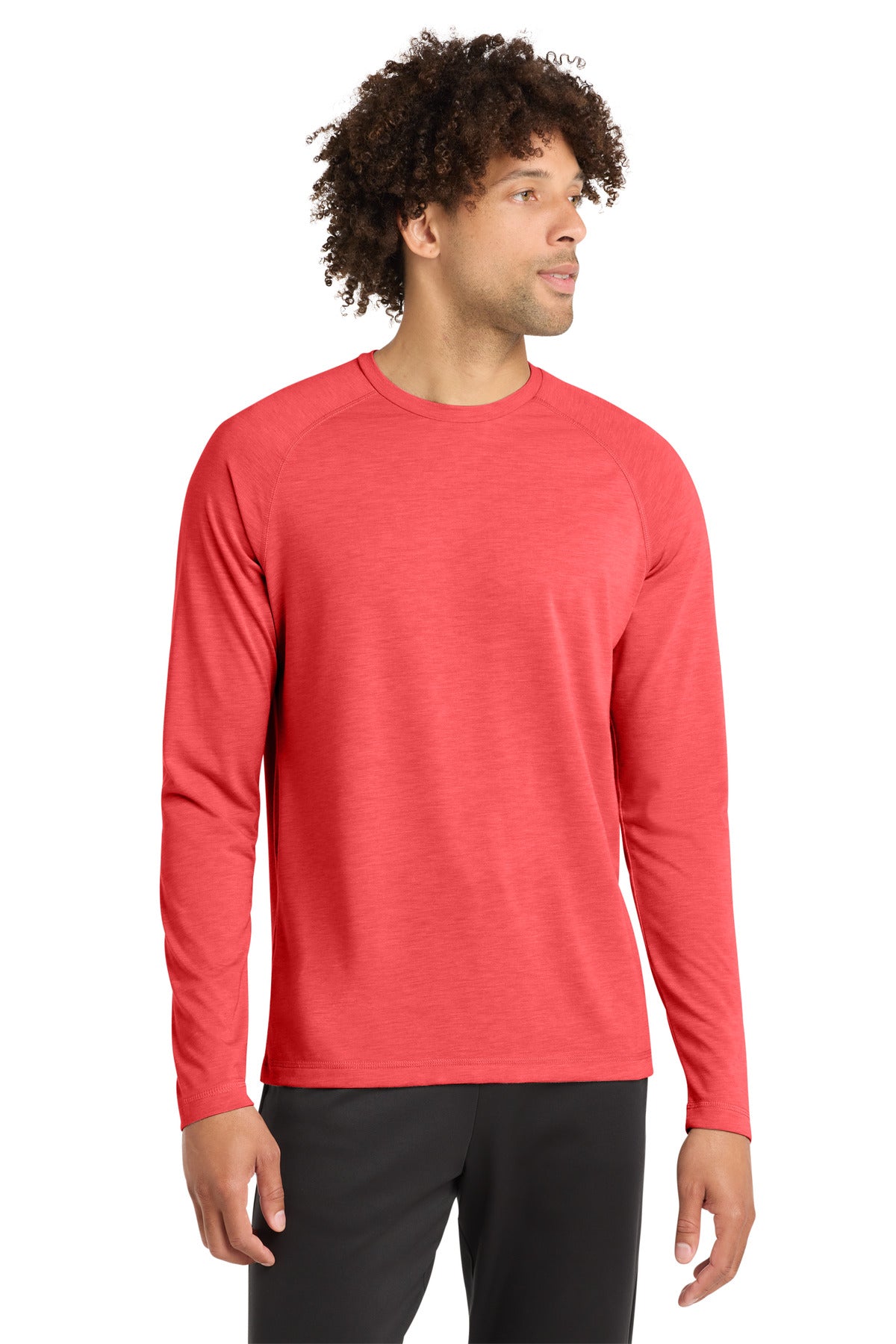 Custom logo Sport-Tek ® PosiCharge ® Long Sleeve Tri-Blend Wicking Raglan Tee ST400LS in True Red Heather