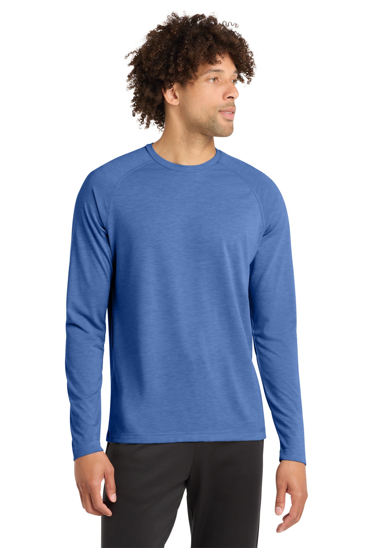 Custom logo Sport-Tek ® PosiCharge ® Long Sleeve Tri-Blend Wicking Raglan Tee ST400LS in True Royal Heather