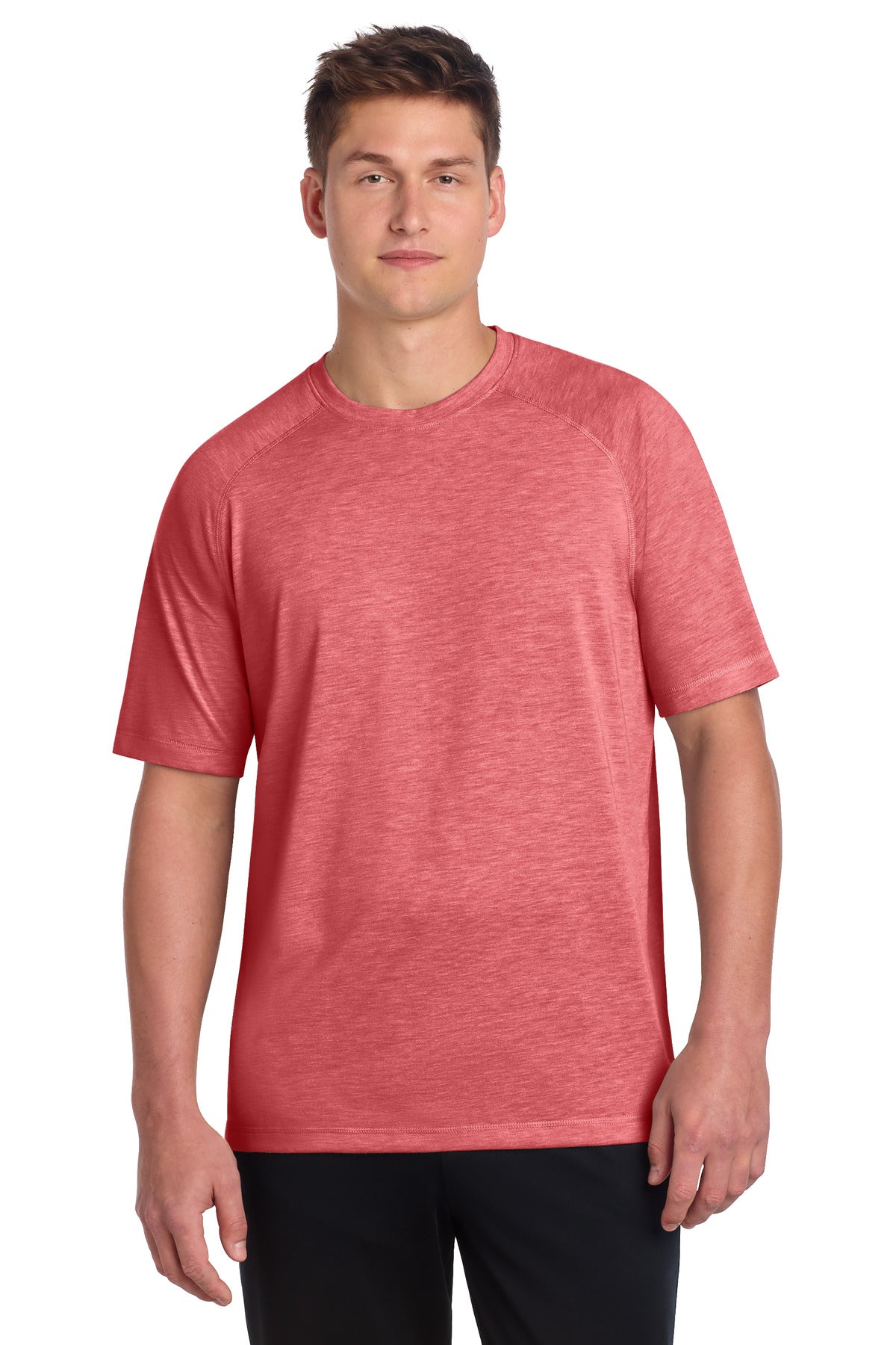 Custom logo Sport-Tek ® PosiCharge ® Tri-Blend Wicking Raglan Tee. ST400 in True Red Heather