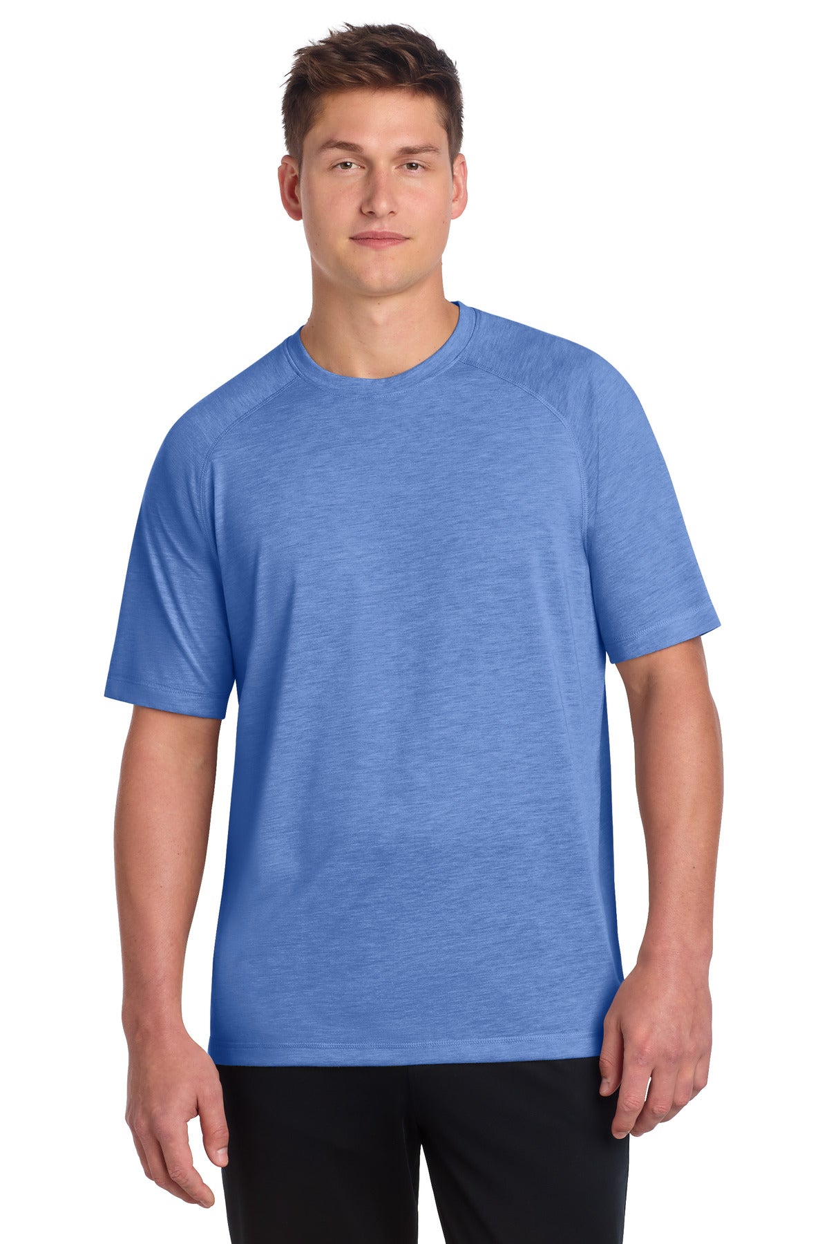Custom logo Sport-Tek ® PosiCharge ® Tri-Blend Wicking Raglan Tee. ST400 in True Royal Heather