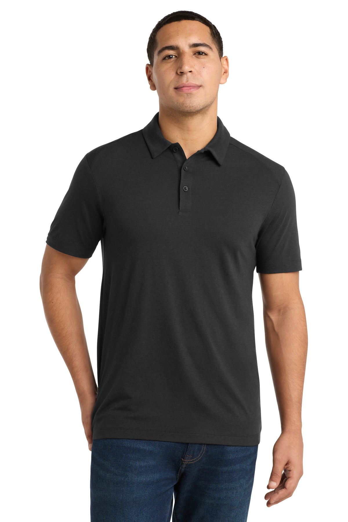 Custom logo Sport-Tek ® PosiCharge ® Tri-Blend Wicking Polo. ST405 in Black Triad Solid