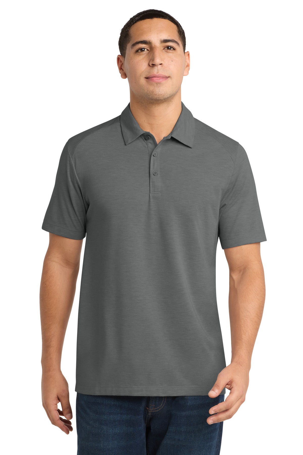 Custom logo Sport-Tek ® PosiCharge ® Tri-Blend Wicking Polo. ST405 in Dark Grey Heather