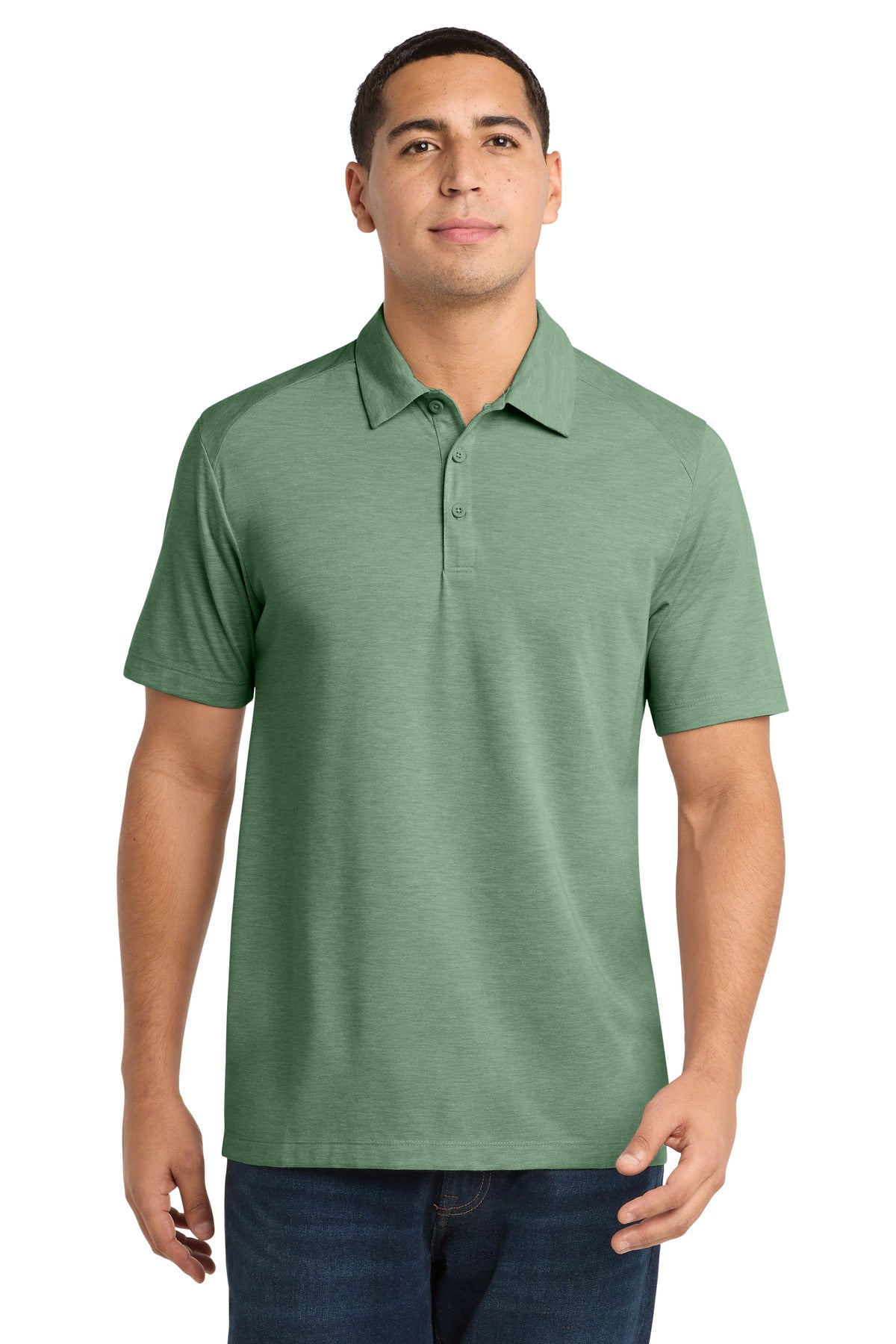 Custom logo Sport-Tek ® PosiCharge ® Tri-Blend Wicking Polo. ST405 in Forest Green Heather