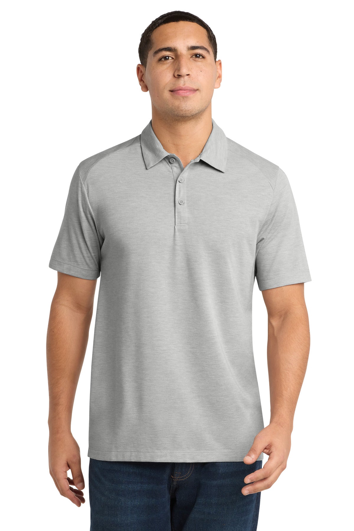 Custom logo Sport-Tek ® PosiCharge ® Tri-Blend Wicking Polo. ST405 in Light Grey Heather