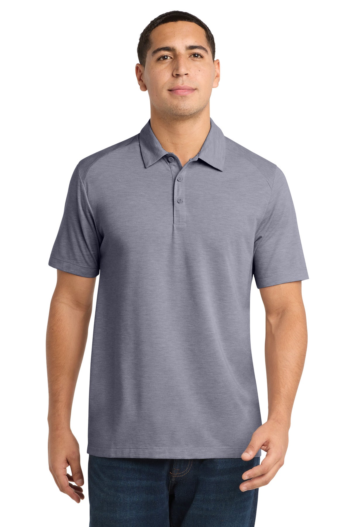Custom logo Sport-Tek ® PosiCharge ® Tri-Blend Wicking Polo. ST405 in True Navy Heather