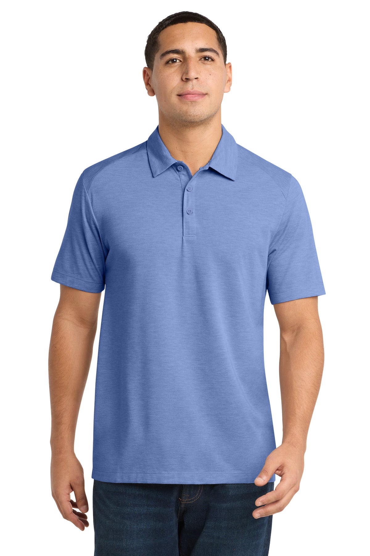 Custom logo Sport-Tek ® PosiCharge ® Tri-Blend Wicking Polo. ST405 in True Royal Heather