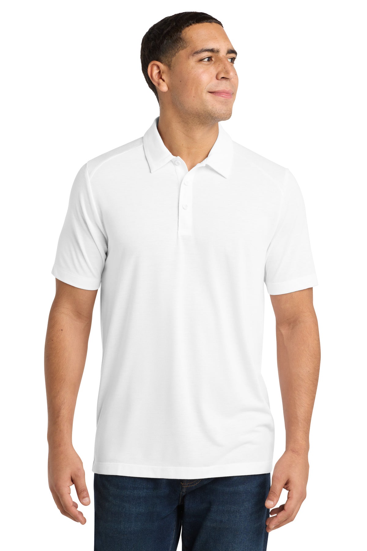 Custom logo Sport-Tek ® PosiCharge ® Tri-Blend Wicking Polo. ST405 in White Triad Solid