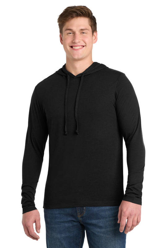Custom logo Sport-Tek ® PosiCharge ® Tri-Blend Wicking Long Sleeve Hoodie ST406 in Black Triad Solid