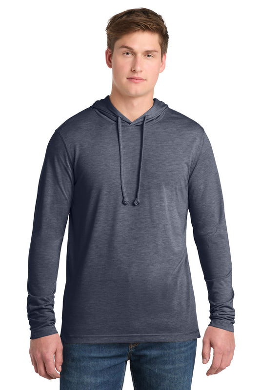 Custom logo Sport-Tek ® PosiCharge ® Tri-Blend Wicking Long Sleeve Hoodie ST406 in True Navy Heather
