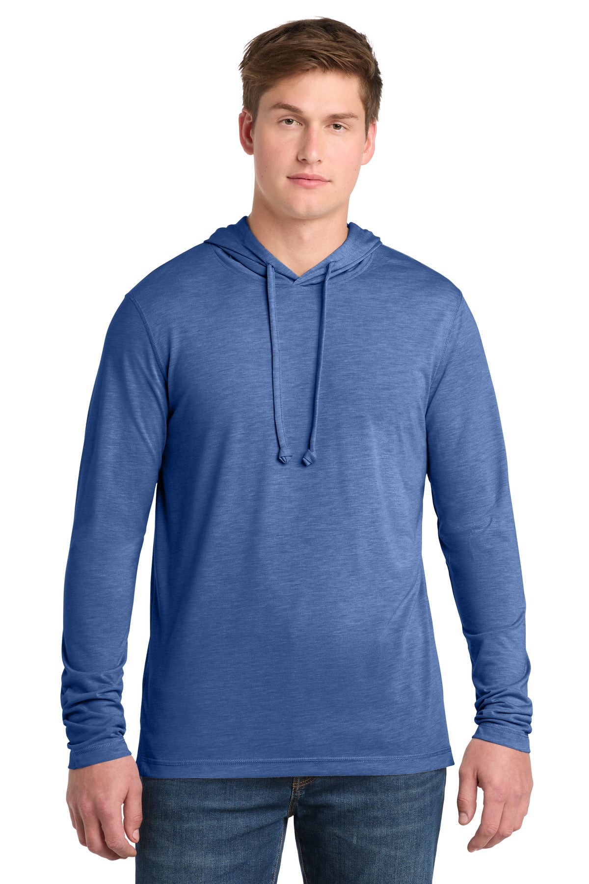 Custom logo Sport-Tek ® PosiCharge ® Tri-Blend Wicking Long Sleeve Hoodie ST406 in True Royal Heather