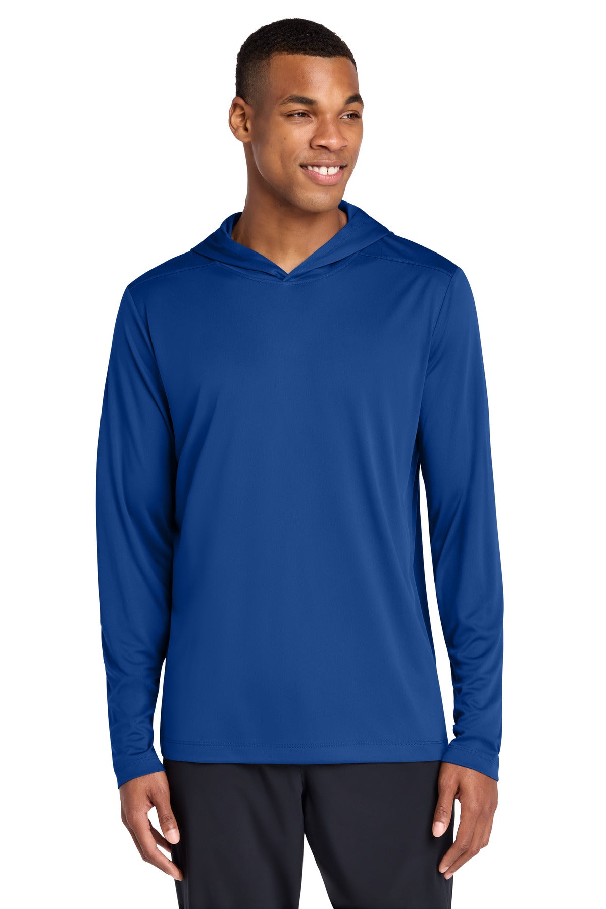 Custom logo Sport-Tek® Posi-UV® Pro Long Sleeve Hoodie ST420LSH in True Royal