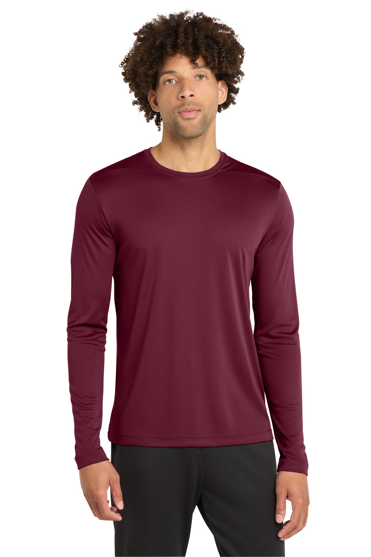 Custom logo Sport-Tek ® Posi-UV® Pro Long Sleeve Tee. ST420LS in Cardinal