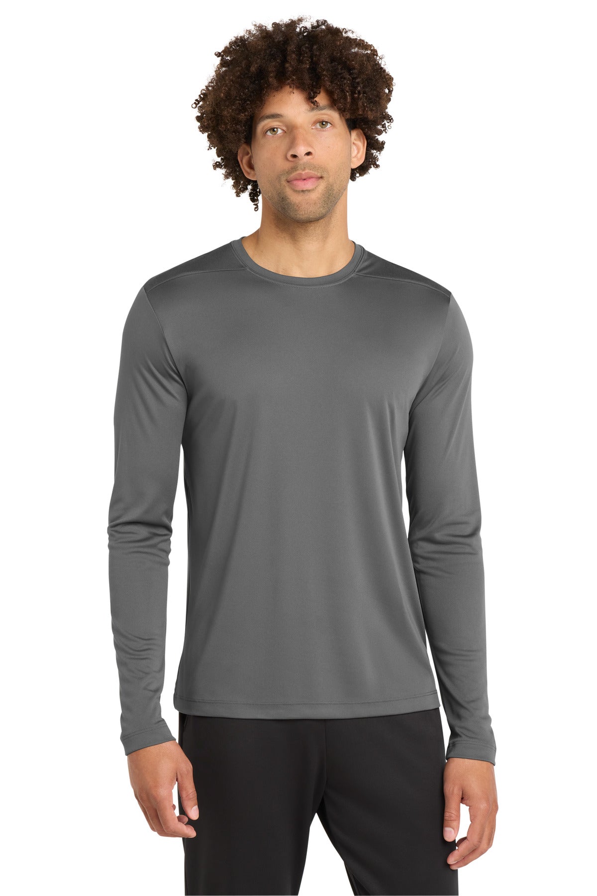 Custom logo Sport-Tek ® Posi-UV® Pro Long Sleeve Tee. ST420LS in Dark Smoke Grey