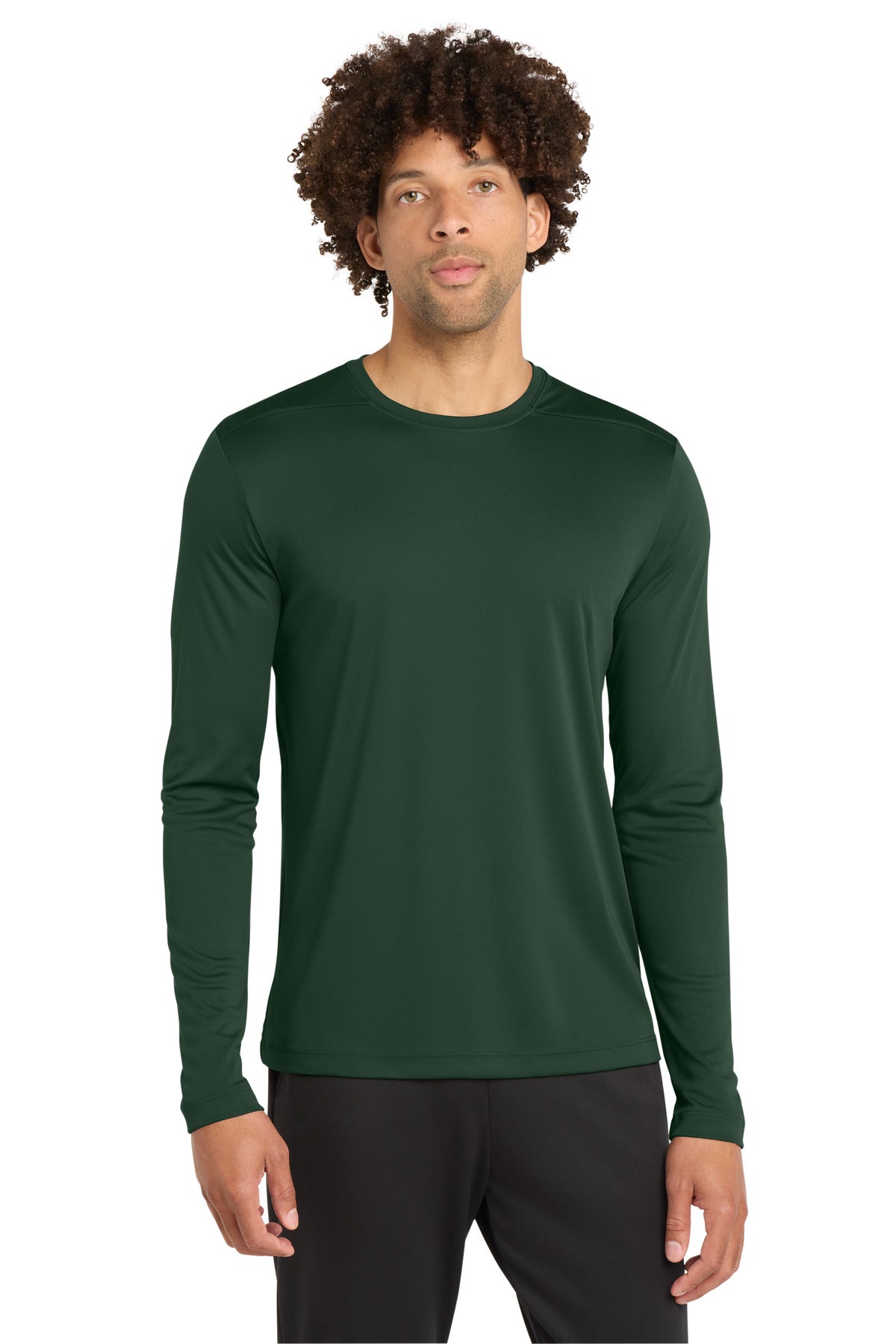 Custom logo Sport-Tek ® Posi-UV® Pro Long Sleeve Tee. ST420LS in Forest Green