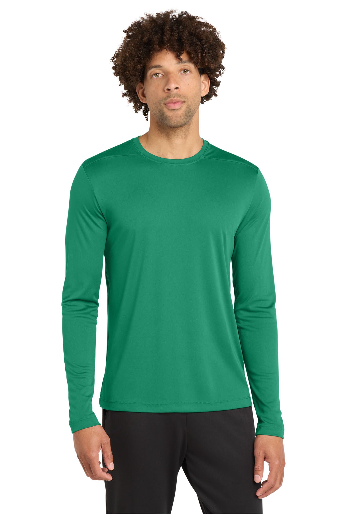 Custom logo Sport-Tek ® Posi-UV® Pro Long Sleeve Tee. ST420LS in Kelly Green