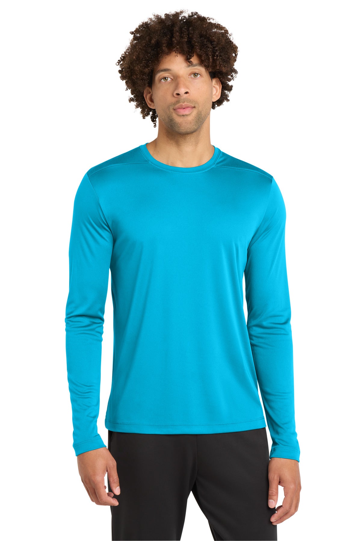 Custom logo Sport-Tek ® Posi-UV® Pro Long Sleeve Tee. ST420LS in Sapphire