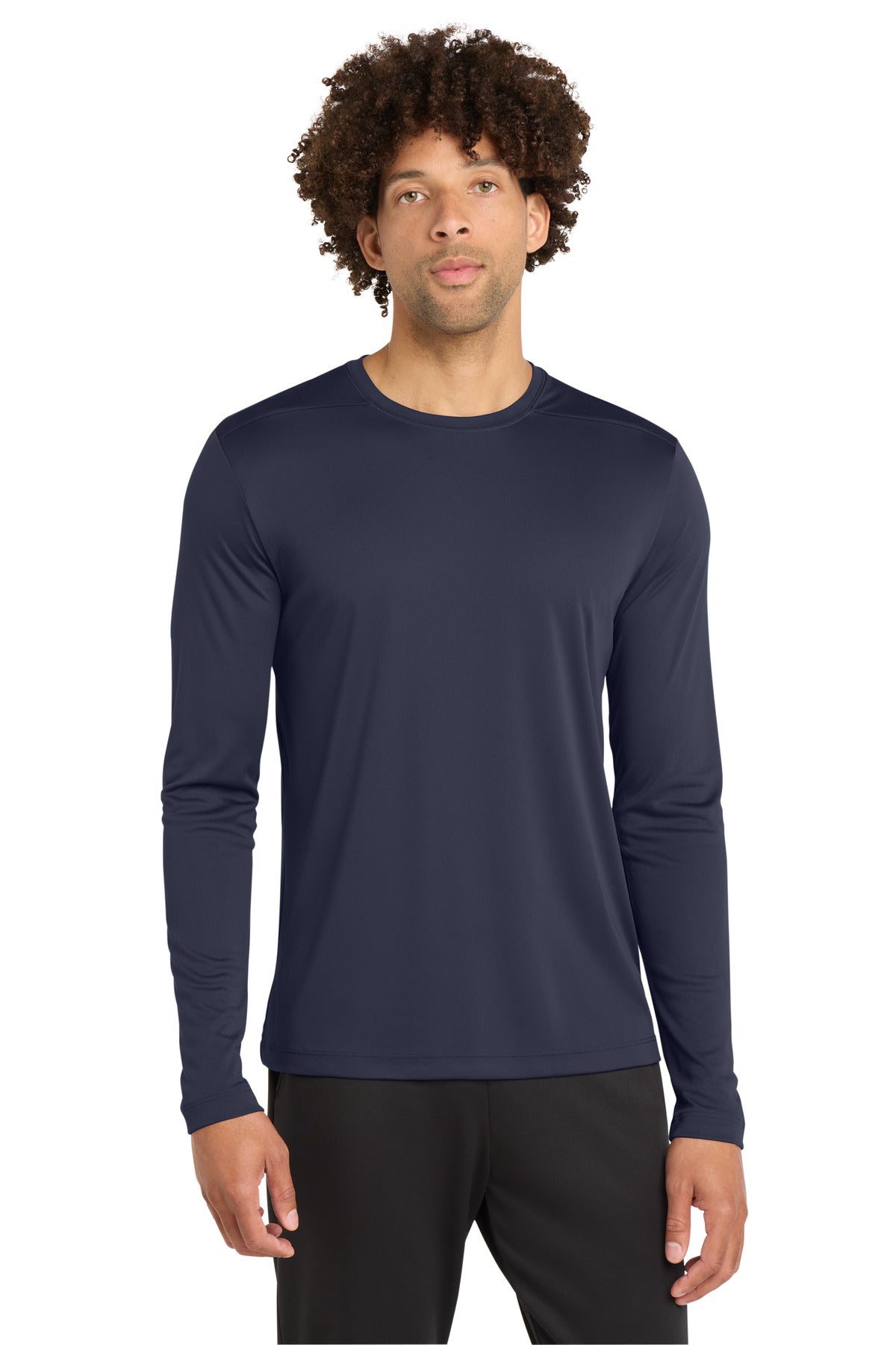 Custom logo Sport-Tek ® Posi-UV® Pro Long Sleeve Tee. ST420LS in True Navy