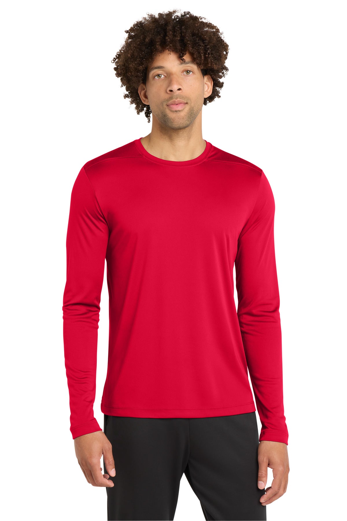 Custom logo Sport-Tek ® Posi-UV® Pro Long Sleeve Tee. ST420LS in True Red