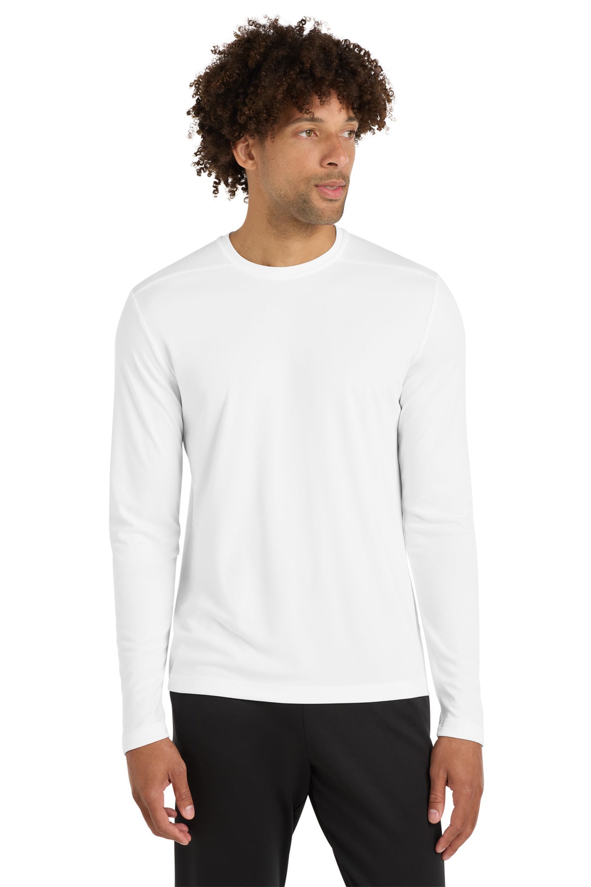 Custom logo Sport-Tek ® Posi-UV® Pro Long Sleeve Tee. ST420LS in White
