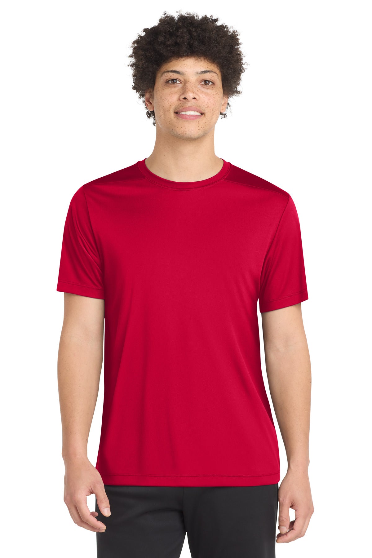 Custom logo Sport-Tek ® Posi-UV® Pro Tee. ST420 in Deep Red