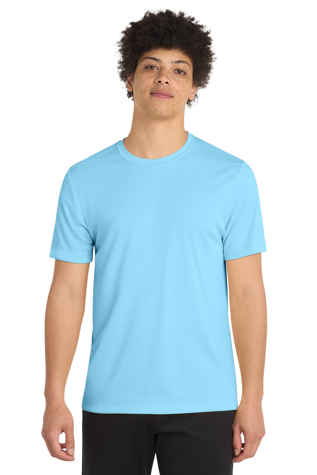 Custom logo Sport-Tek ® Posi-UV® Pro Tee. ST420 in Light Blue