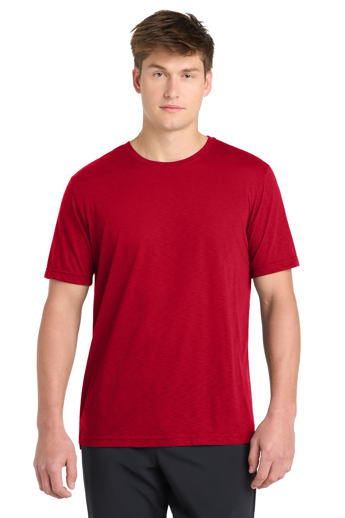 Custom logo Sport-Tek® PosiCharge® Strive Tee. ST430 in Deep Red