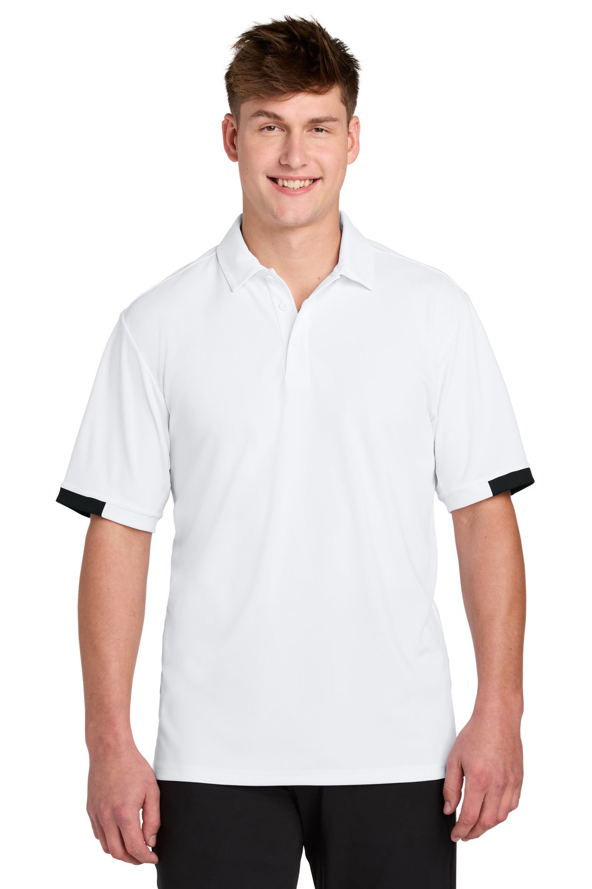 Custom logo Sport-Tek® Club Colorblock Polo ST444 in White/ Black