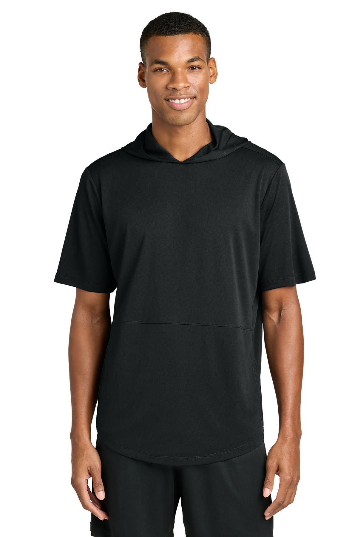 Custom logo Sport-Tek® Club Short Sleeve Hoodie ST445 in Black