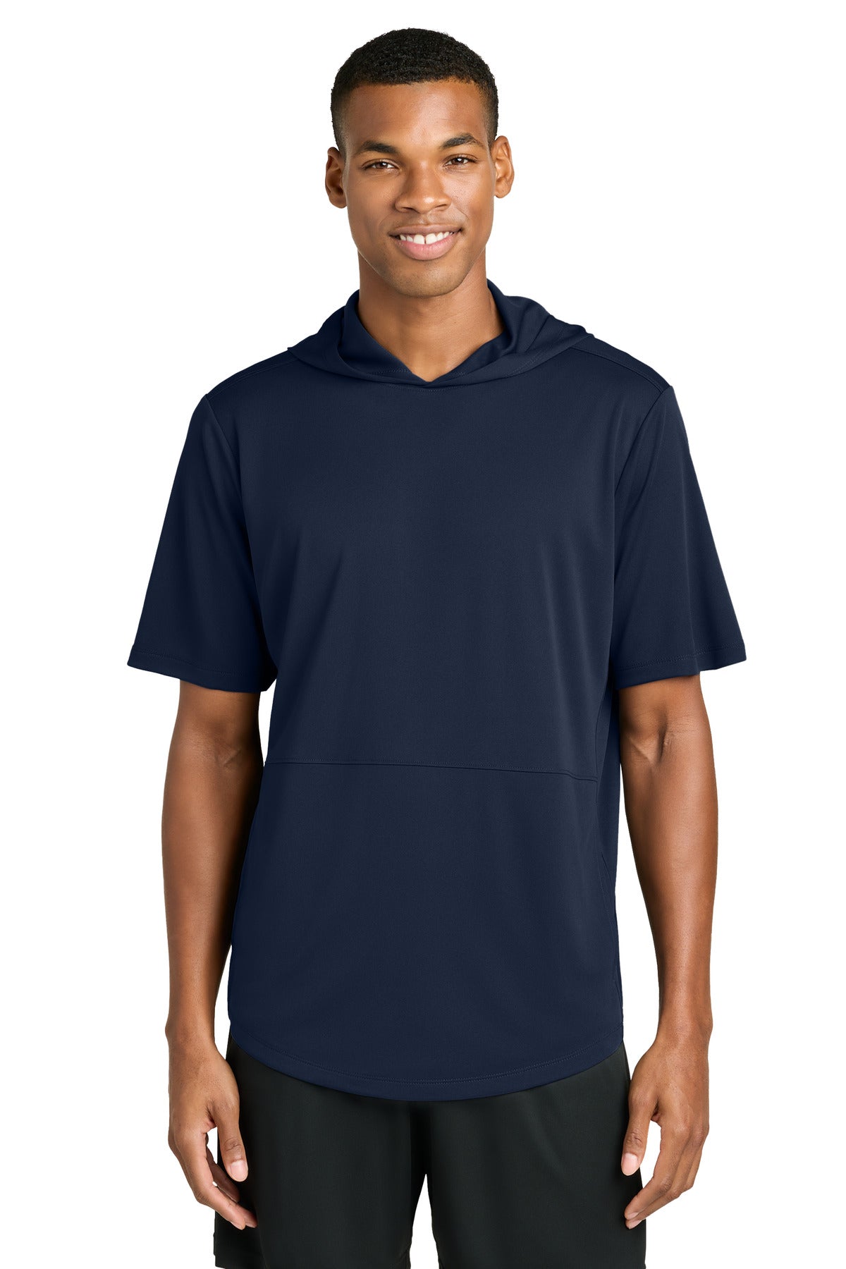 Custom logo Sport-Tek® Club Short Sleeve Hoodie ST445 in True Navy