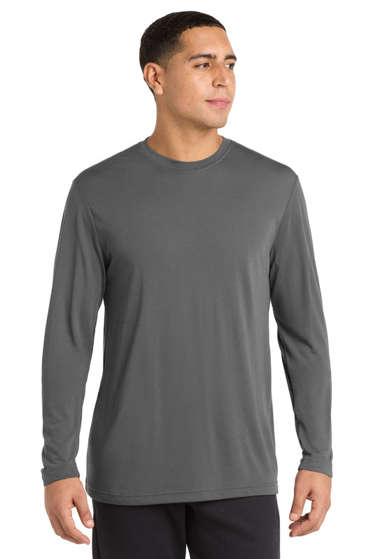 Custom logo Sport-Tek® Long Sleeve PosiCharge® Competitor™ Cotton Touch™ Tee. ST450LS in Dark Smoke Grey
