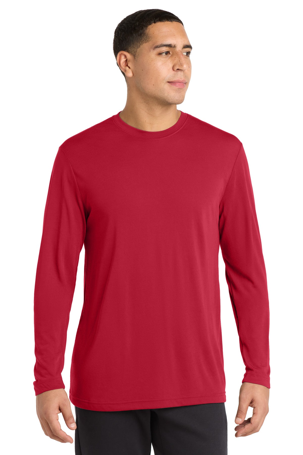 Custom logo Sport-Tek® Long Sleeve PosiCharge® Competitor™ Cotton Touch™ Tee. ST450LS in Deep Red