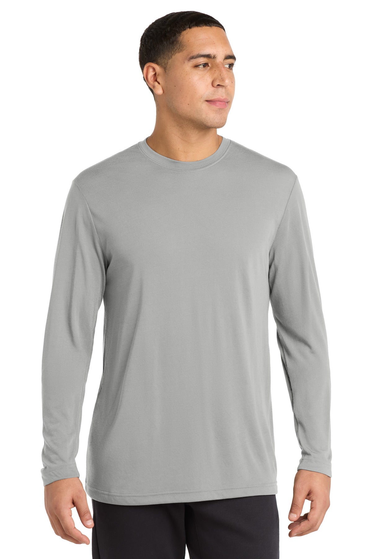 Custom logo Sport-Tek® Long Sleeve PosiCharge® Competitor™ Cotton Touch™ Tee. ST450LS in Silver