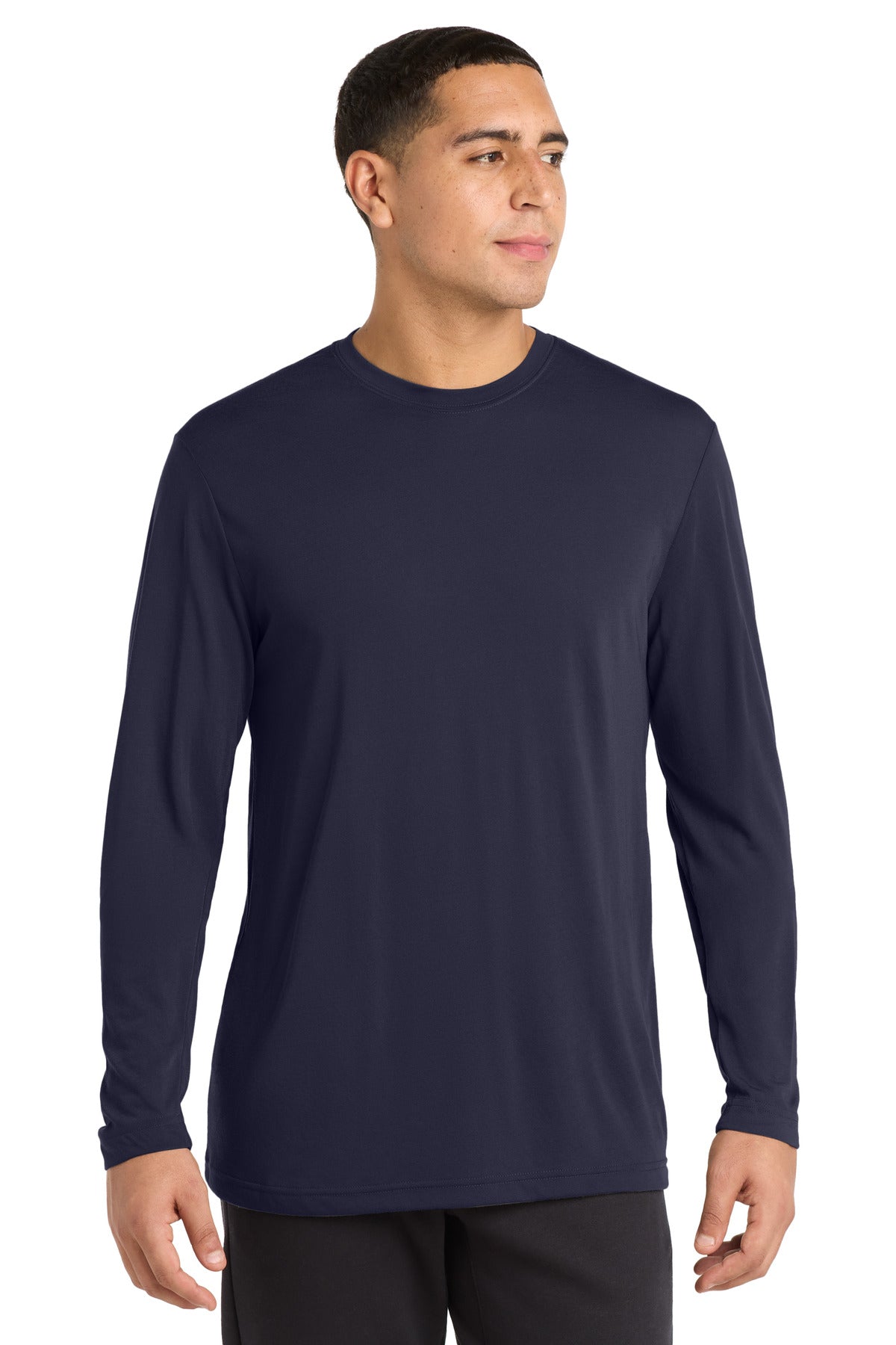 Custom logo Sport-Tek® Long Sleeve PosiCharge® Competitor™ Cotton Touch™ Tee. ST450LS in True Navy