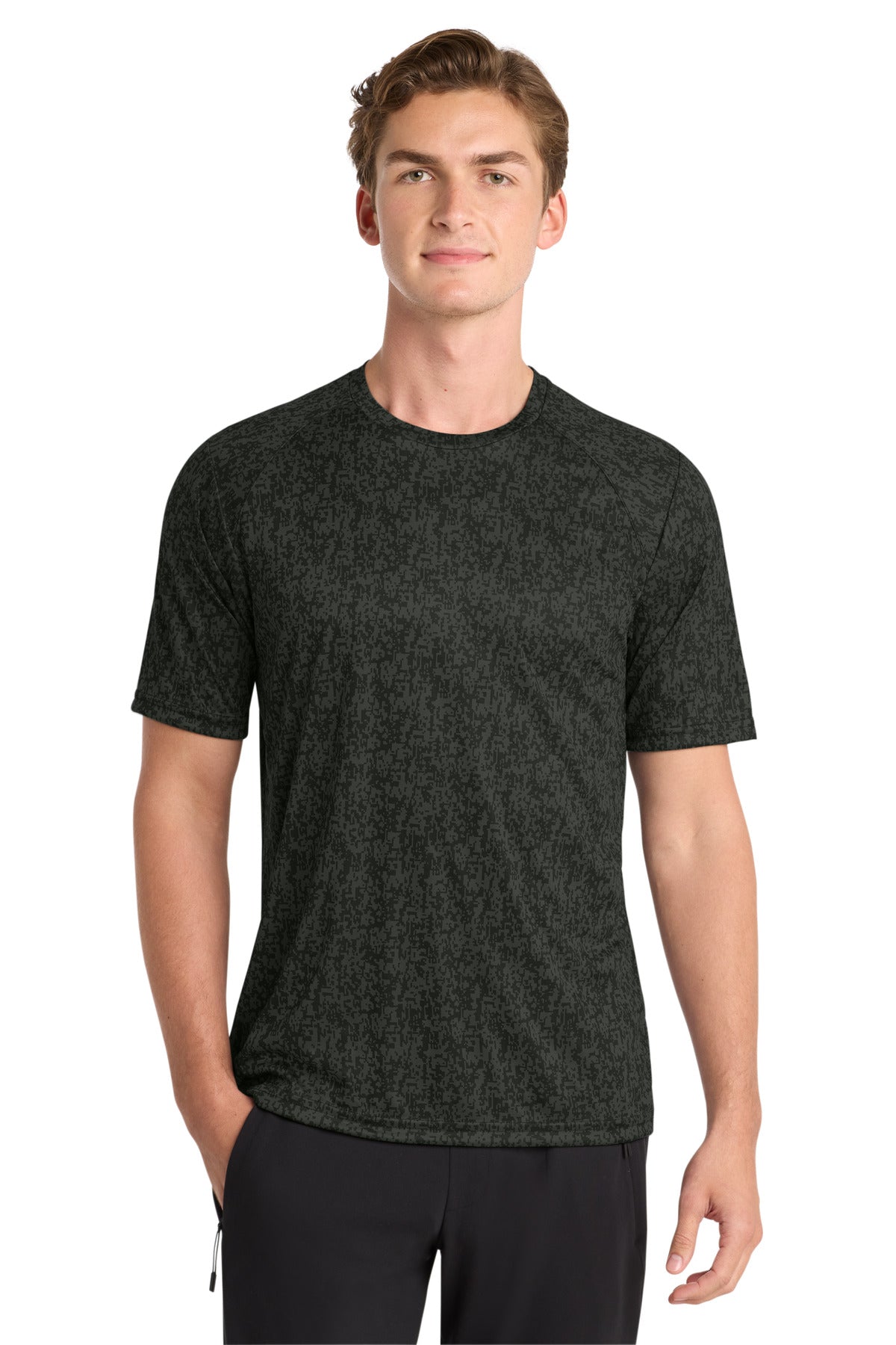 Custom logo Sport-Tek ® Digi Camo Tee. ST460 in Black