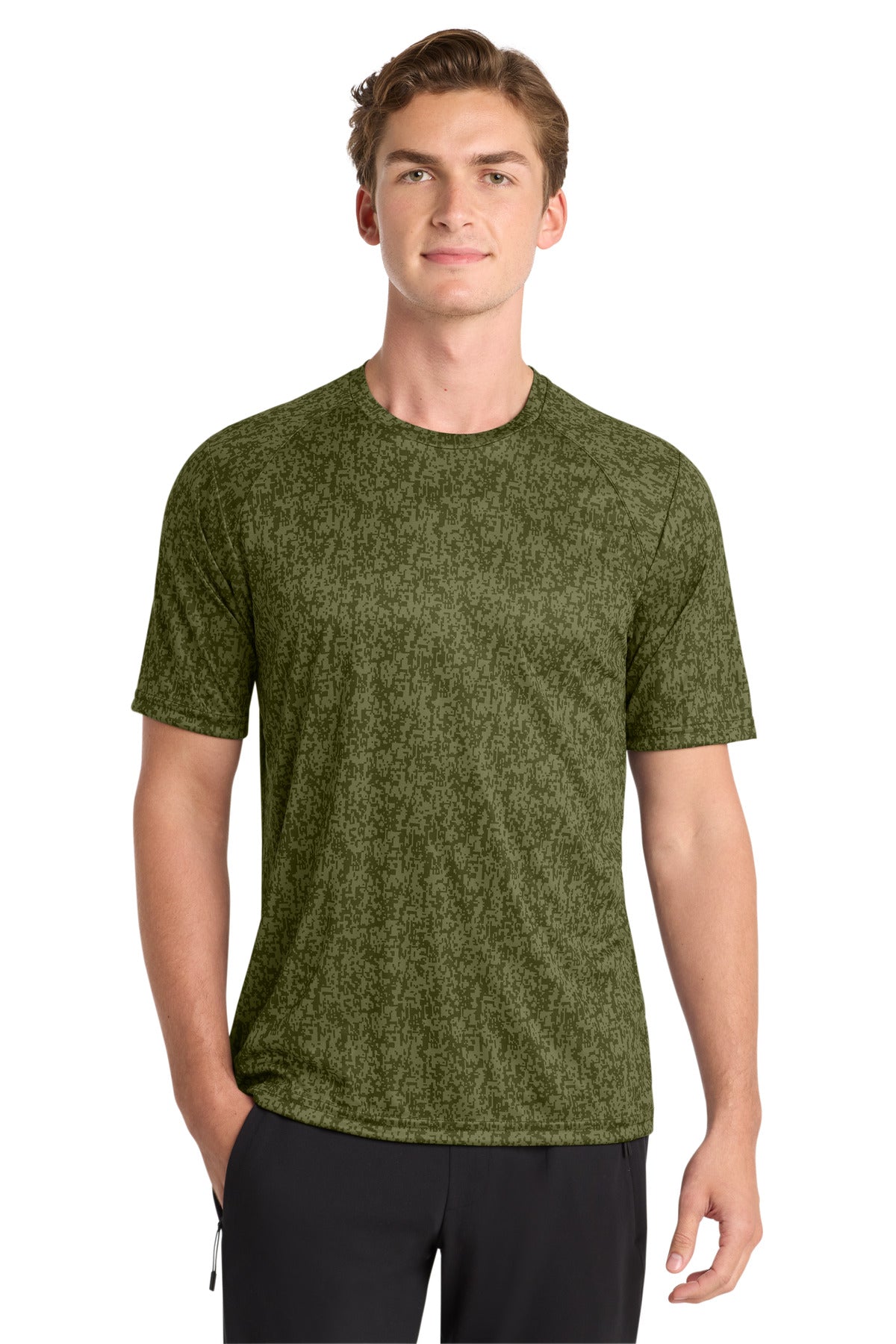 Custom logo Sport-Tek ® Digi Camo Tee. ST460 in Olive Drab Green