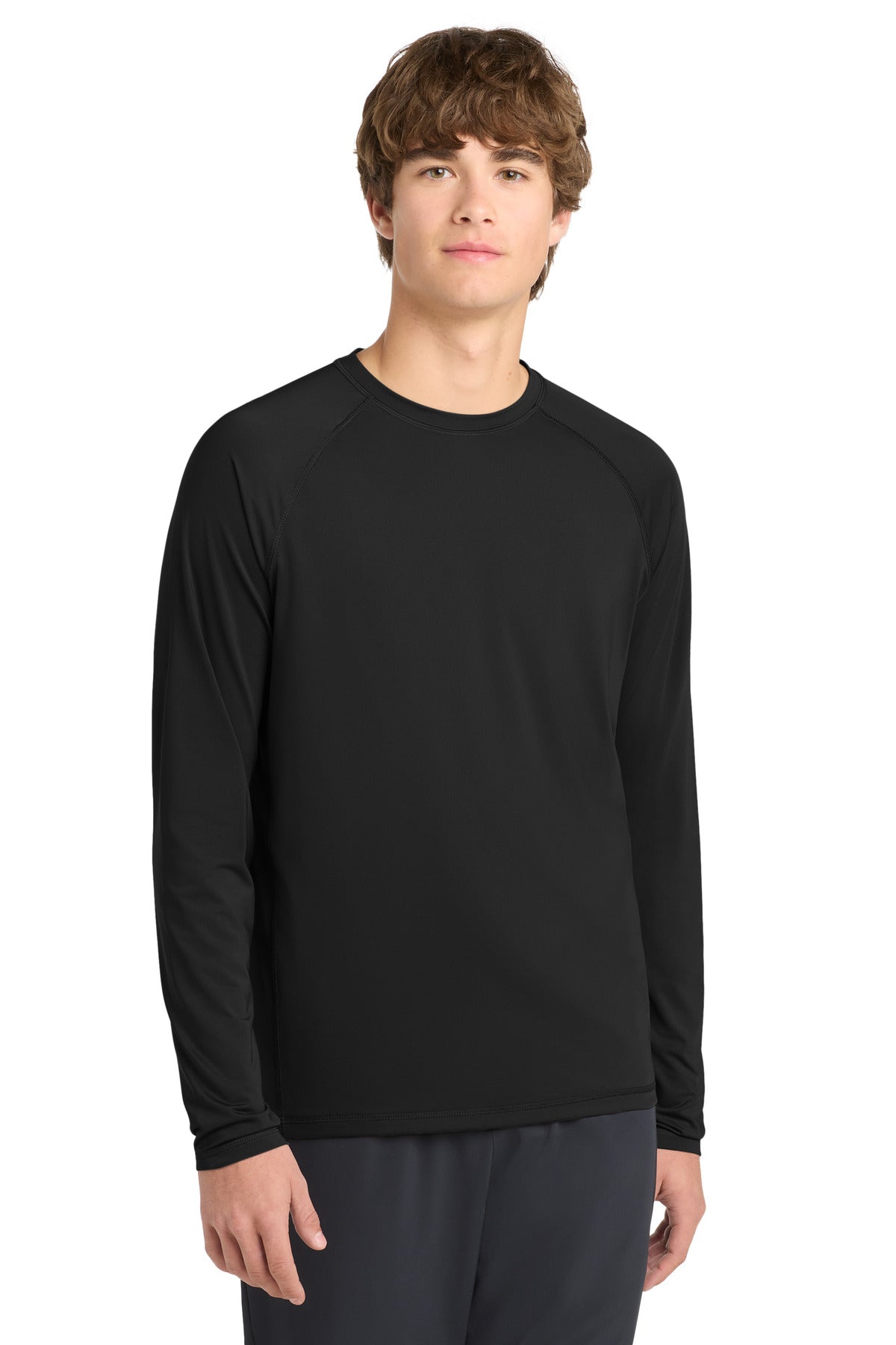 Custom logo Sport-Tek ® Long Sleeve Rashguard Tee. ST470LS in Black