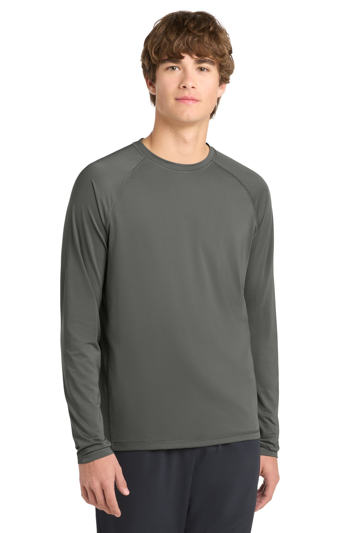 Custom logo Sport-Tek ® Long Sleeve Rashguard Tee. ST470LS in Dark Smoke Grey