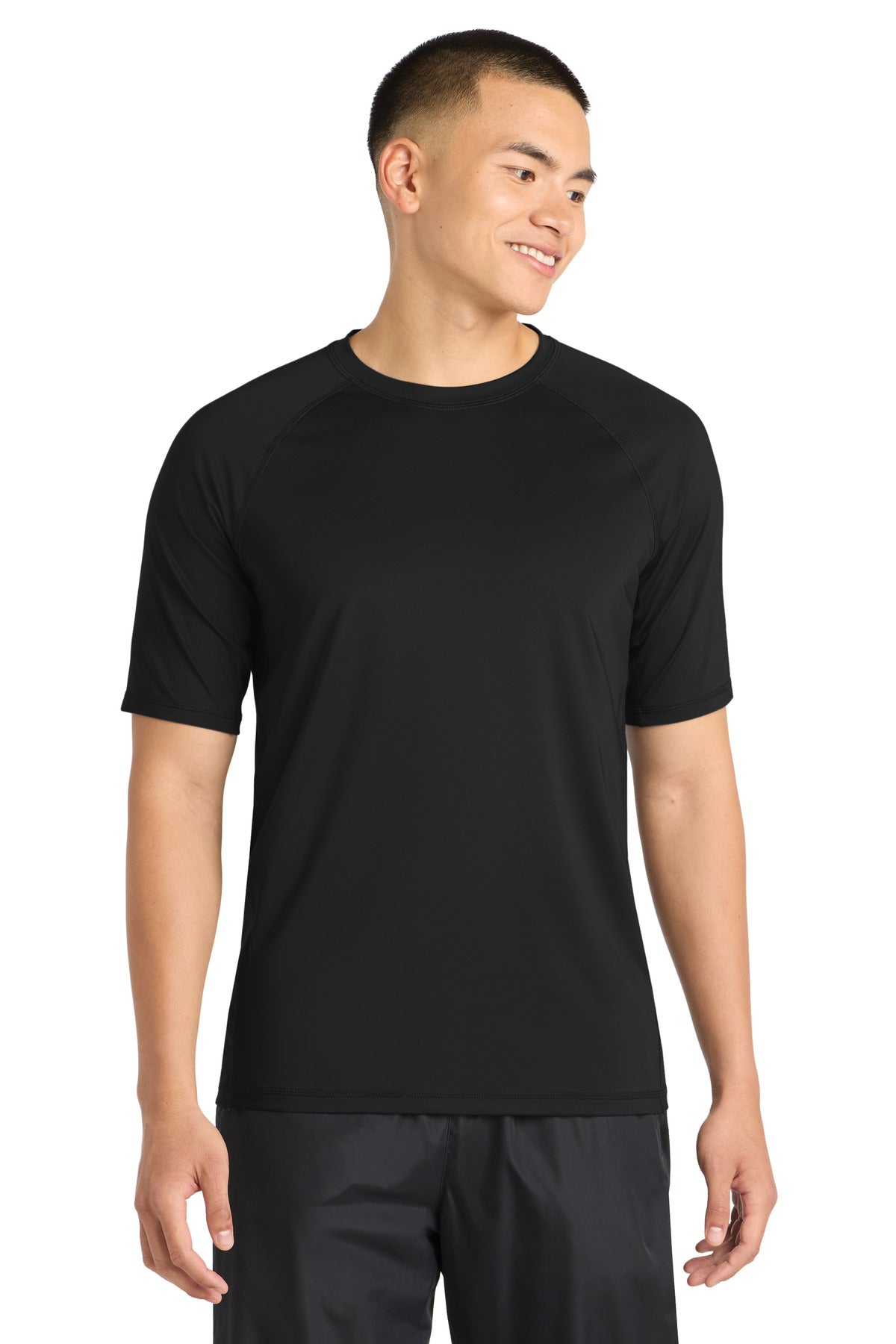 Custom logo Sport-Tek ® Rashguard Tee. ST470 in Black