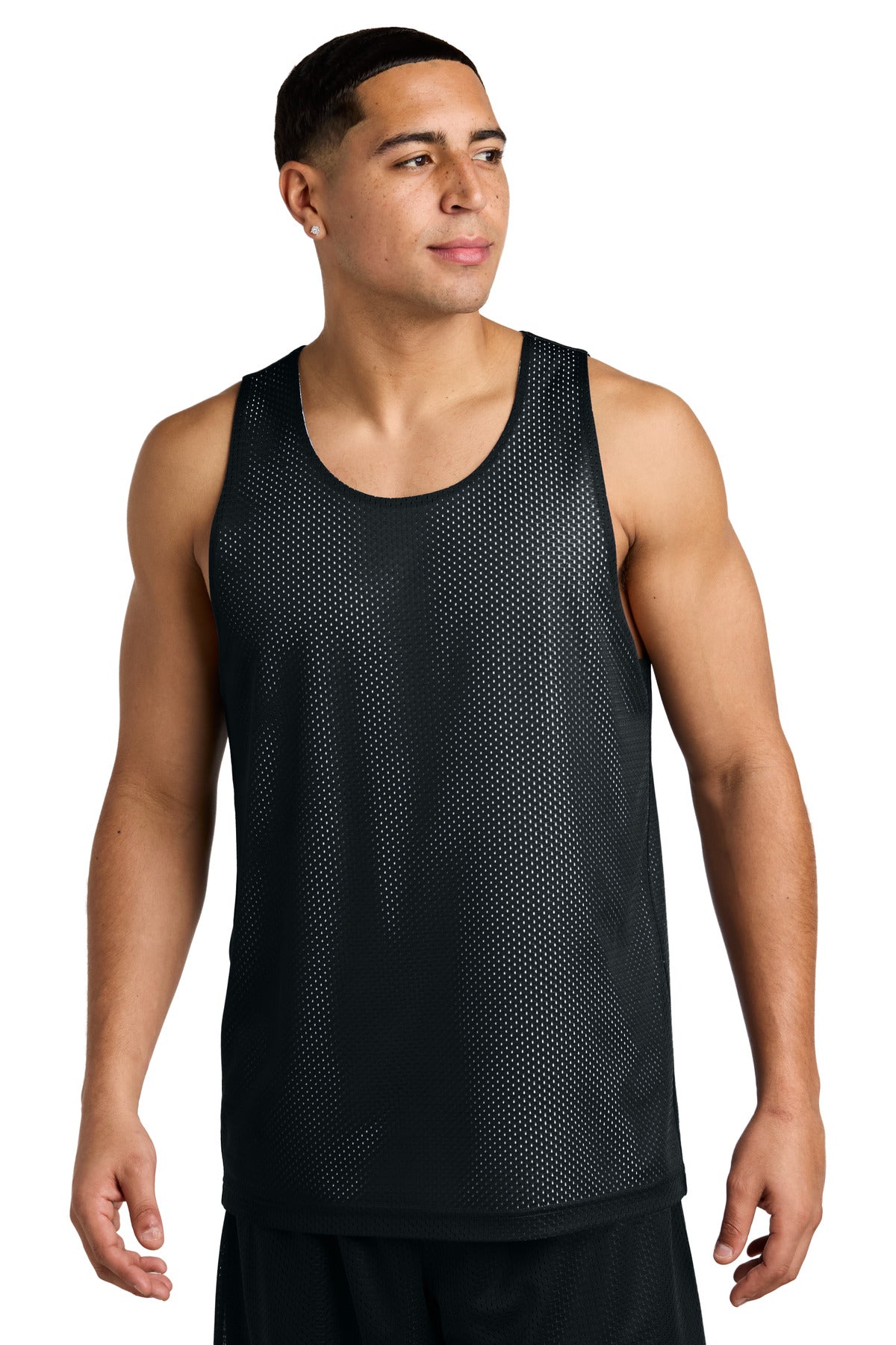 Custom logo Sport-Tek® PosiCharge® Reversible Mesh Tank ST5000 in Black/ White