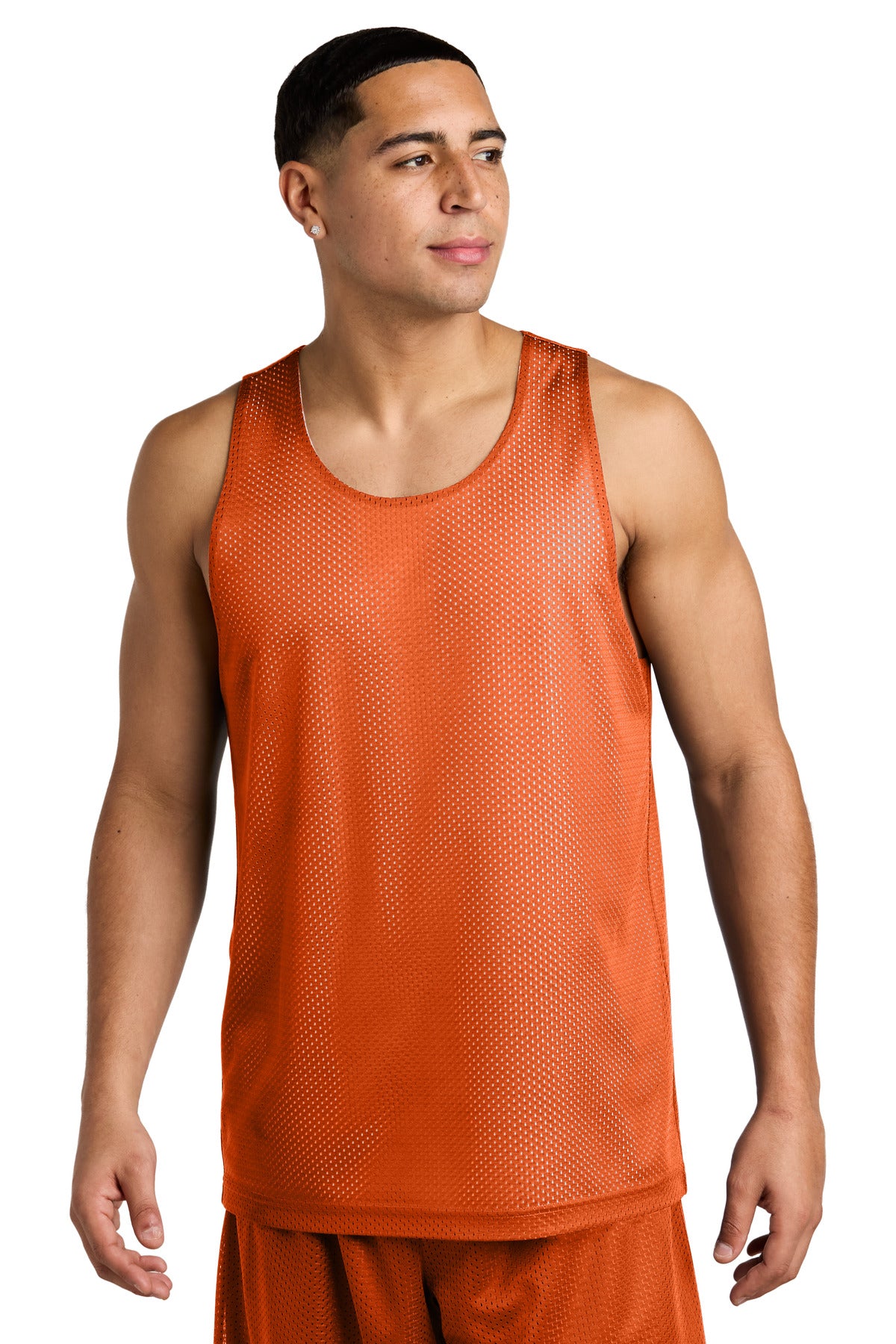 Custom logo Sport-Tek® PosiCharge® Reversible Mesh Tank ST5000 in Deep Orange/ White