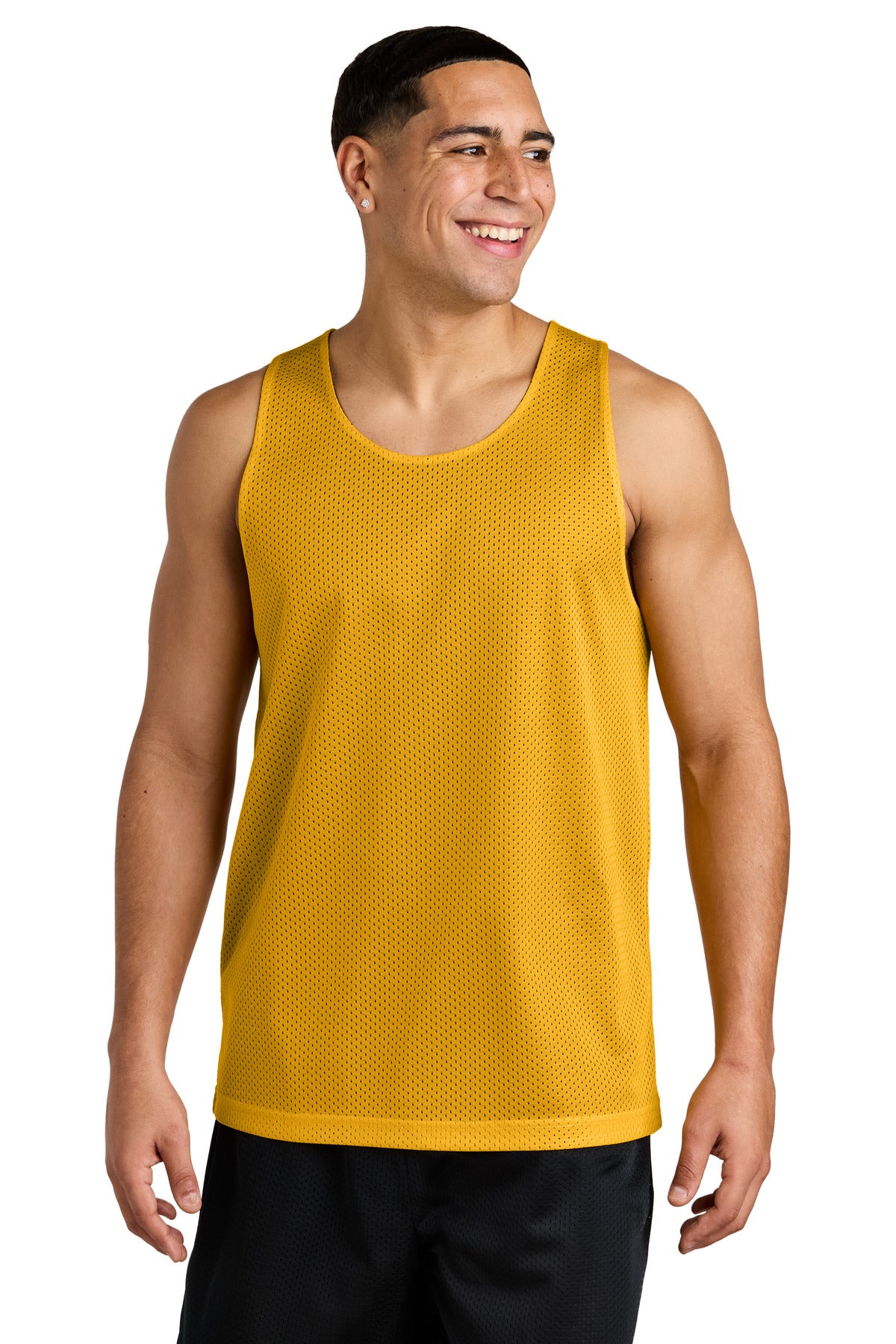 Custom logo Sport-Tek® PosiCharge® Reversible Mesh Tank ST5000 in Gold/ Black