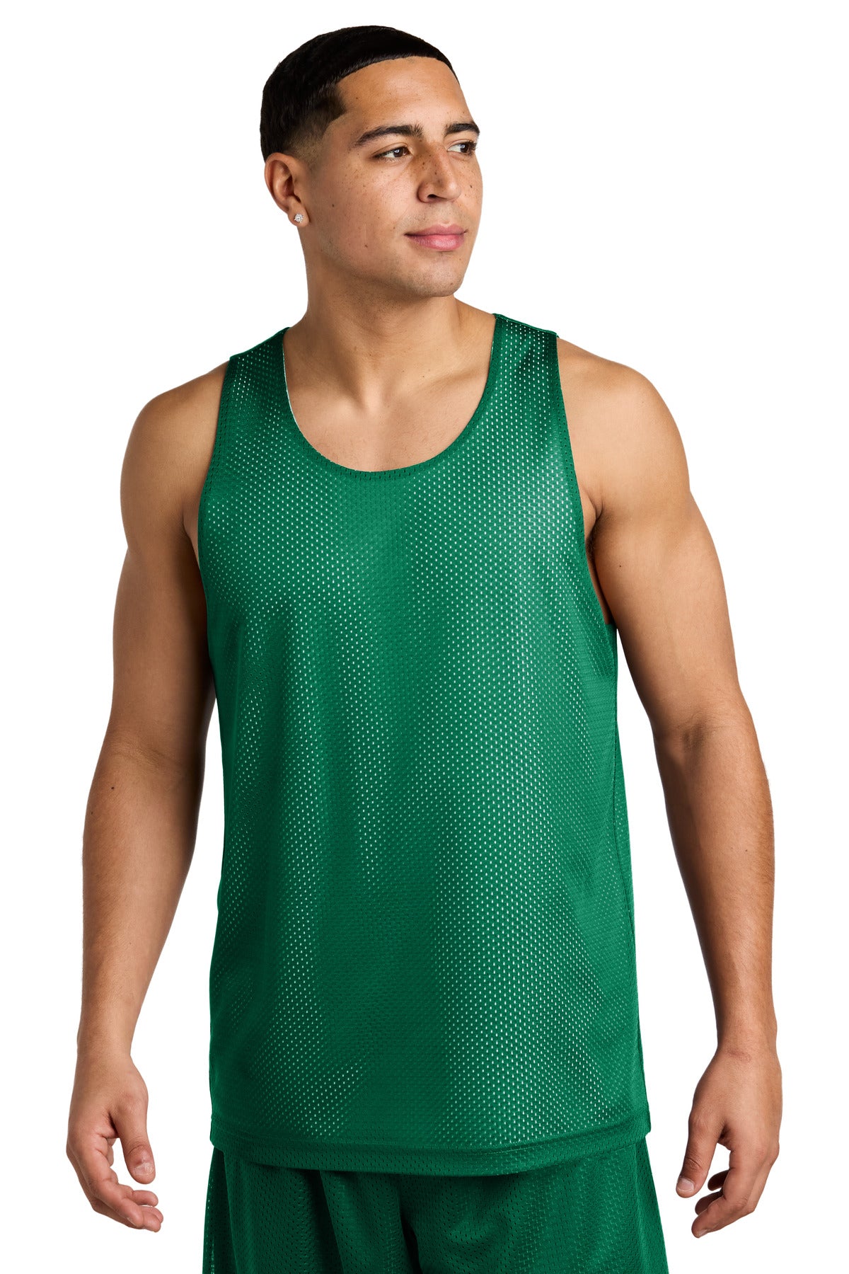 Custom logo Sport-Tek® PosiCharge® Reversible Mesh Tank ST5000 in Kelly Green/ White