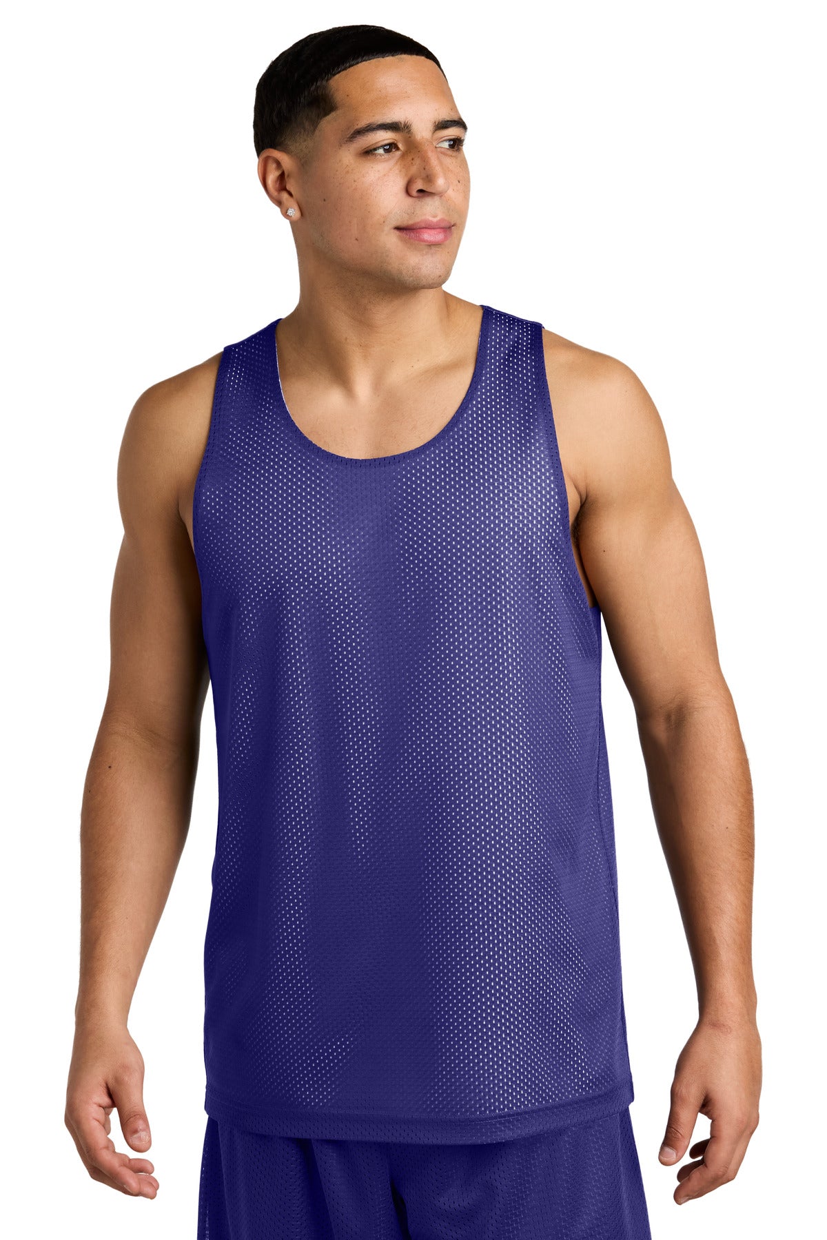Custom logo Sport-Tek® PosiCharge® Reversible Mesh Tank ST5000 in Purple/ White